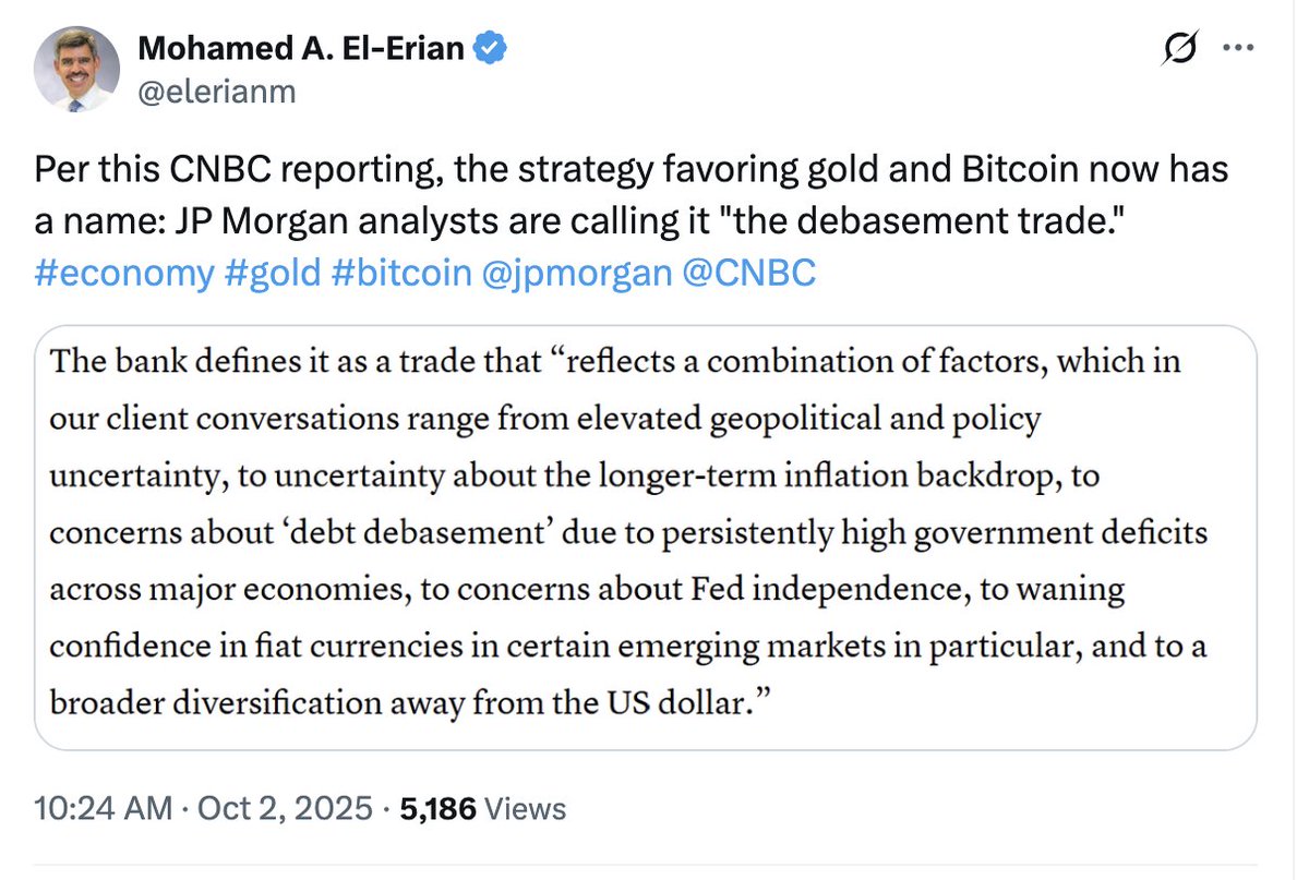 LawrenceLepard's tweet image. Mainstream establishment analyst wakes up to what we have been talking about for 5 years. In fact, some of us even wrote books about it! @elerianm (had to do a screen shot because he blocked me). Proof that the elites are late and are not even here yet.