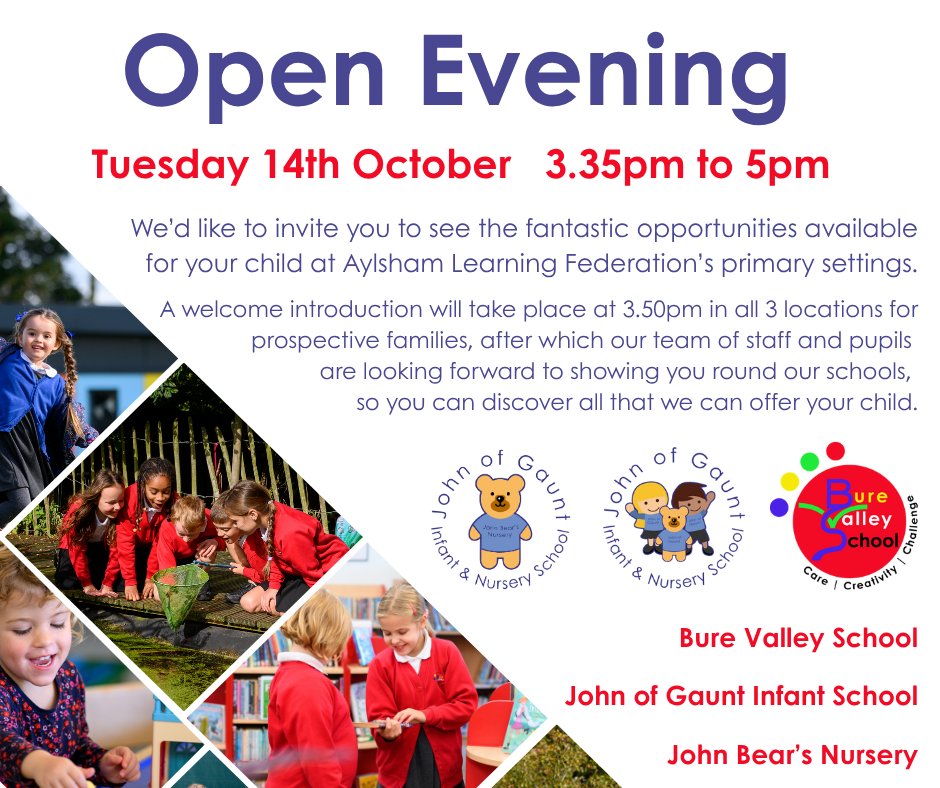 If you are interested in visiting our different settings, please save the date. Please also share this info with friends and family who may be interested in our nursery provision, joining reception or Y3 in Septemebr 2026. Any questions, get in touch.
<a href="/EDP24/">Eastern Daily Press</a> <a href="/BroadlandDC/">Broadland District Council</a>