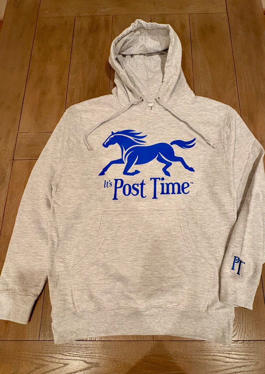 PostTimeApparel's tweet image. Post Time hoodie. Great for the track or casual outings. Visit PostTimeApparel.com for additional products. It’s Post Time!