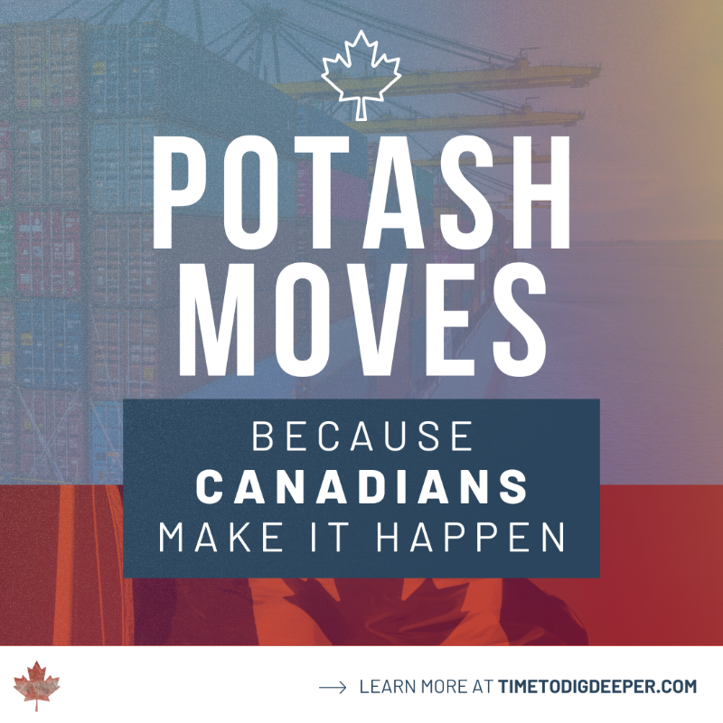 timetodigdeeper's tweet photo. Did you know that 95% of potash is exported outside of Canada to major markets around the globe?

Skilled workers in our mines, on the rail, and at ports are all an essential part of ensuring this critical mineral reaches farmers to grow the food the world needs!