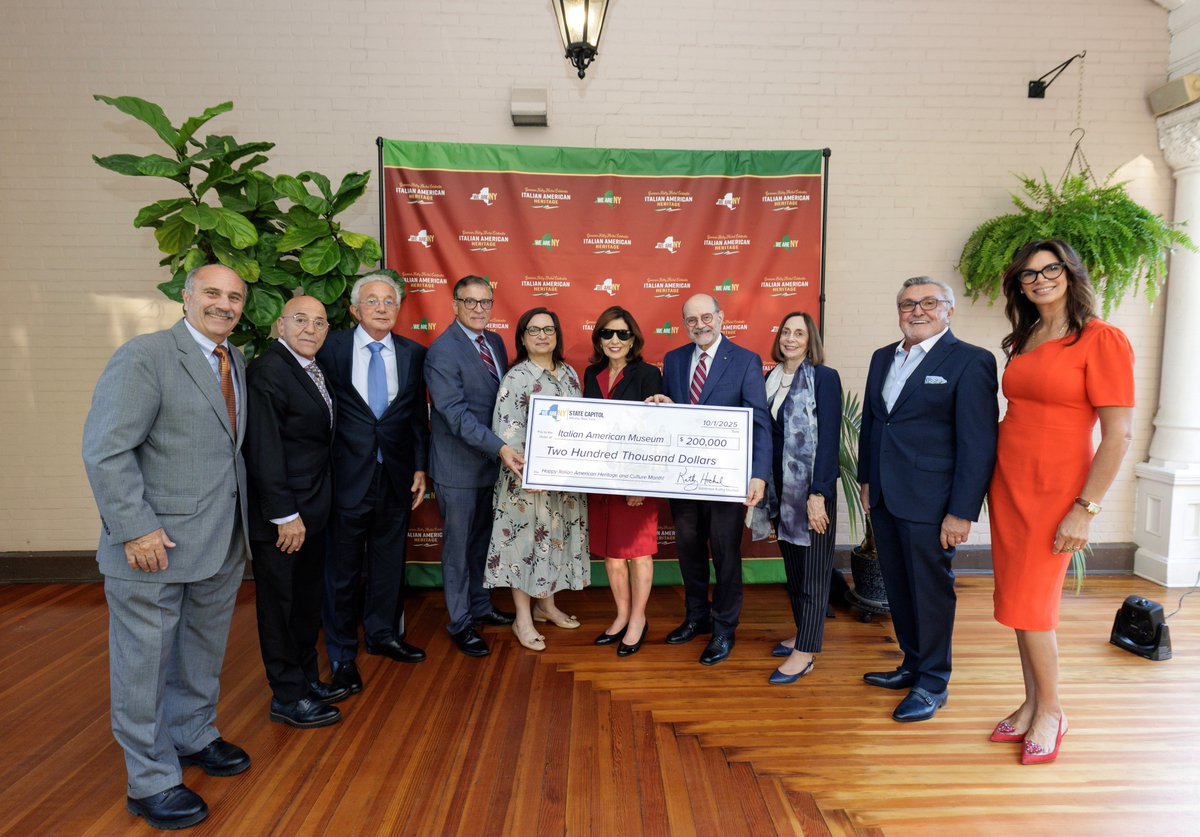 GovKathyHochul's tweet photo. The contributions, accomplishments, and values of our Italian American community are central to the culture of New York.

This Italian American Heritage and Culture Month, I’m proud to celebrate this community by investing $200,000 in New York City's Italian American Museum. https://t.co/u7RbBUzGYi