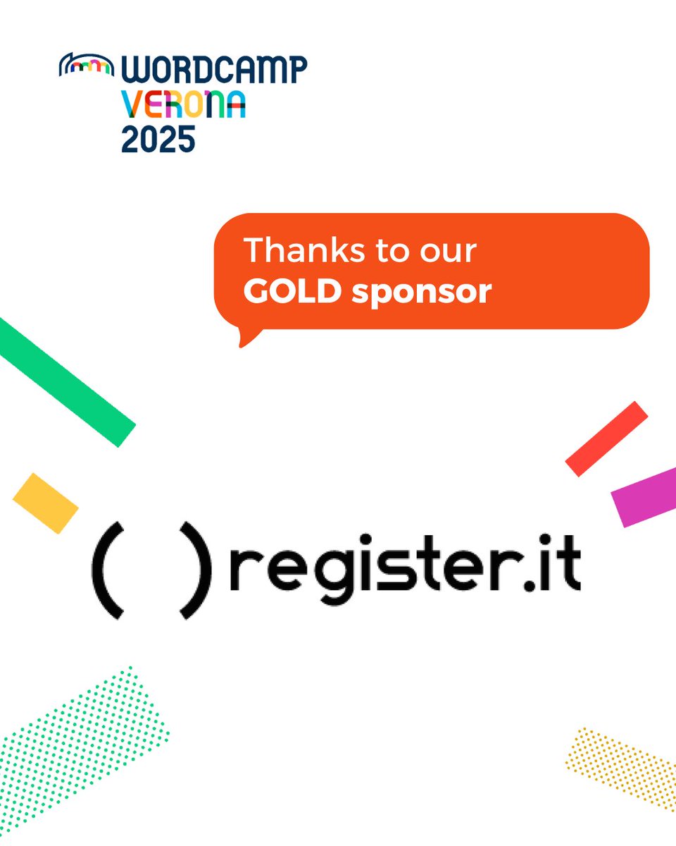 Ringraziamo <a href="/registerit/">Register</a> per sostenere come Sponsor Gold il WordCamp Verona 2025
Fornitore leader in Italia, supporta aziende e professionisti con una suite completa di servizi.
verona.wordcamp.org/2025/sponsor/t…
#wordcampverona2025 #wcvrn2025 #wordcampsponsor #registerit #wordpressitalia
