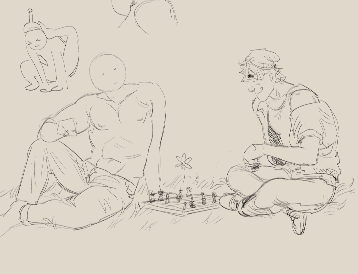 cabinette_'s tweet photo. #dateeverythinggame normal drawing of #boredgames playing chess at the park cause I'm cooked https://t.co/z8uLGTmfgb