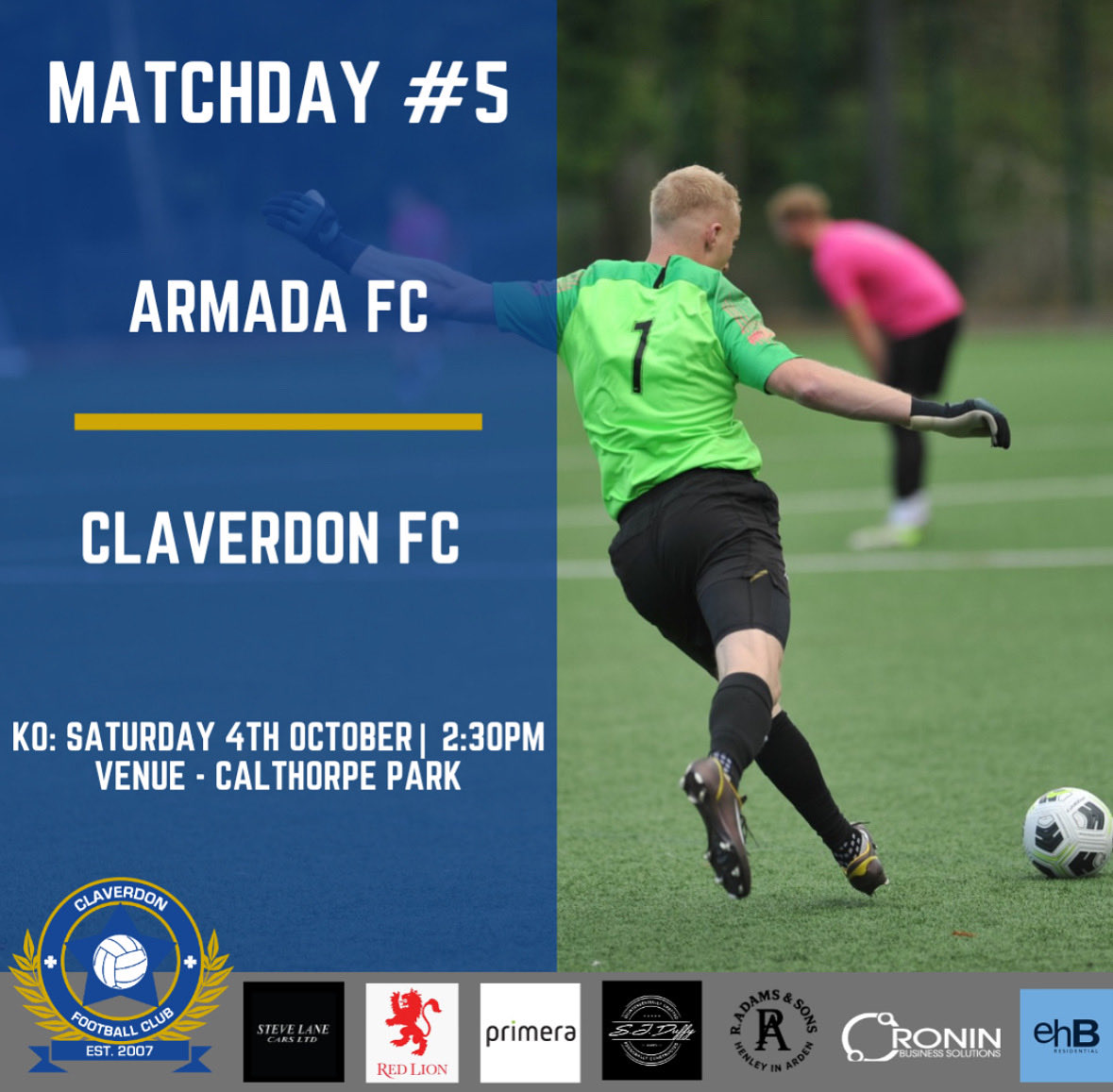 🏆 Matchday #5 – Bill Hill Cup (1st Round)

⚔️ Armada AFC 🆚 Claverdon FC
📅 Sat 4 Oct | 🕝 2:30pm KO
📍 Calthorpe Park

Cup action begins – let’s carry our league form into the Bill Hill! 👊💖

#ClaverdonFC #UTC