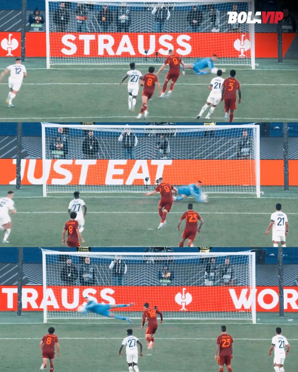 Big_Tron's tweet photo. What just happened between Lille and Roma is absolutely incredible. 😱⚽

⏱️81’ – Penalty for Roma. Dovbyk steps up… ÖZER SAVES! But it has to be retaken because the goalkeeper stepped off his line too early.
⏱️83’ – Dovbyk takes it again… ÖZER SAVES AGAIN! https://t.co/k8mmDQD3p7