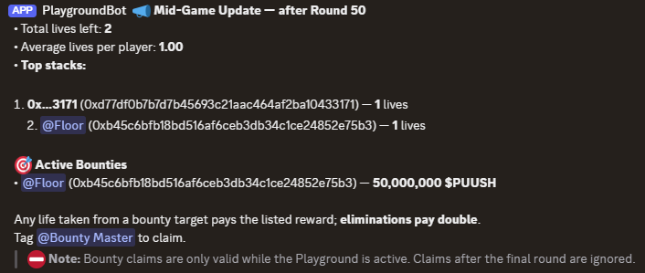 The new Retro404 SalesBot for our rebranded Liquid NFTs protocol is just the first step in further implementing our on chain protocols into a more interactive discord setting.

This includes our new Playground BOUNTY system!

By attaching your Discord ID to your puushdotfun