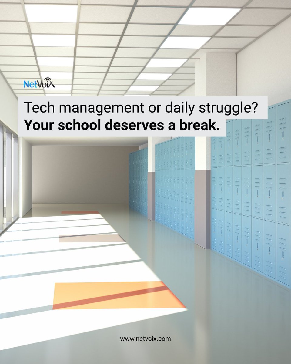 netvoix's tweet image. Tech management or daily struggle?
For schools, IT shouldn’t be this hard.

With NetVoiX, your network, devices, and security run smoothly — so you can focus on education, not errors.

👉 What’s your #1 tech headache at school?

#NetVoiX #SchoolIT #EdTech