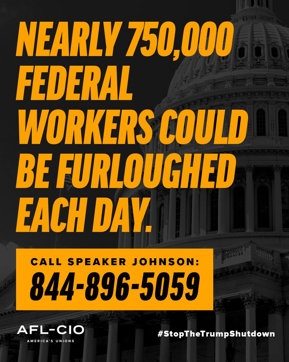 Our union brothers and sisters need your help. Federal workers and their unions are not political pawns! Call Congress and tell them to stop the shutdown, fund healthcare, and restore Medicare cuts. Call Now: 844-896-5059
