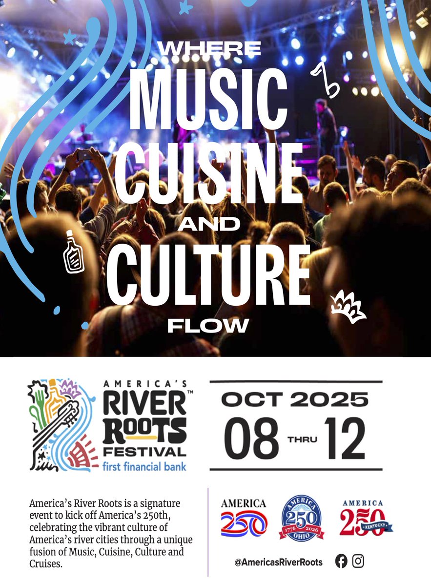 MidwesternTrvlr's tweet photo. 🌊✨ The story of the river comes alive! Check out the exclusive America’s River Roots 2025 publication — celebrating music, culture, and the mighty river that brings us all together on Oct. 8-12. 🎶🚤

👉 Explore the full flipbook here: https://t.co/ZO7LmuT4UO https://t.co/pZGtz1Amft