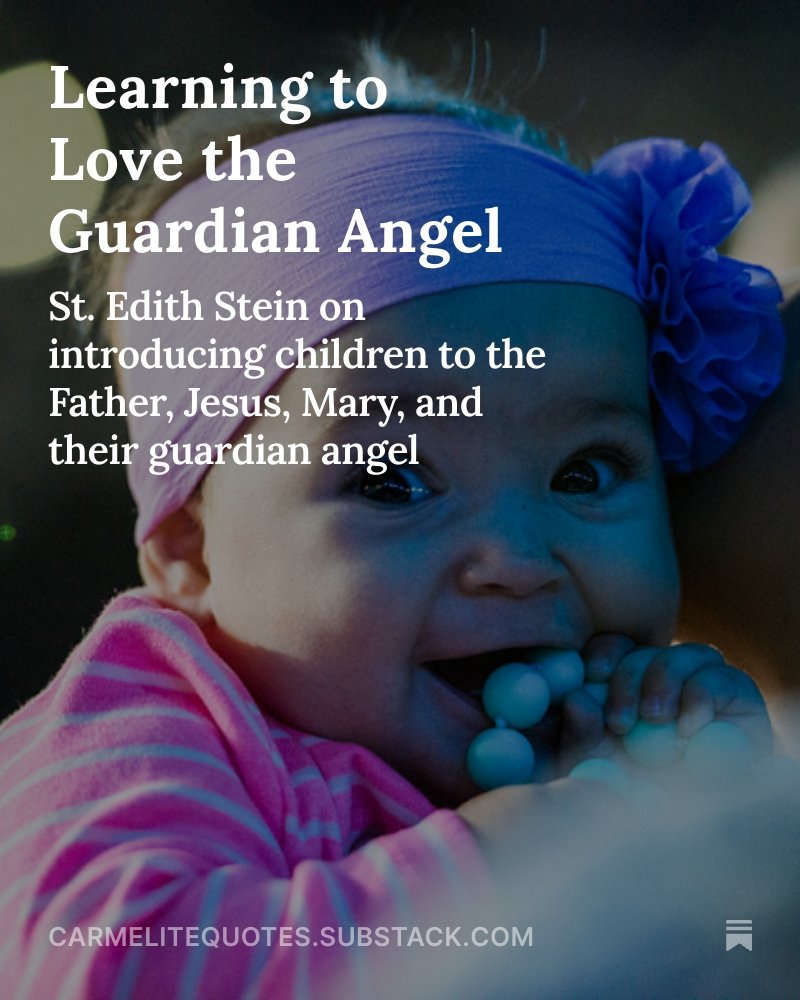 carmelitequotes's tweet image. 👨‍👩‍👧‍👦💙 "The child must learn to love the Father, Jesus, Mary, and the guardian angel." St. Edith Stein writes about a mother's sacred task.

🔗 twp.ai/4irsCz

#GuardianAngels #StEdithStein #CatholicParenting
@OCDSKensington @RosaryMum