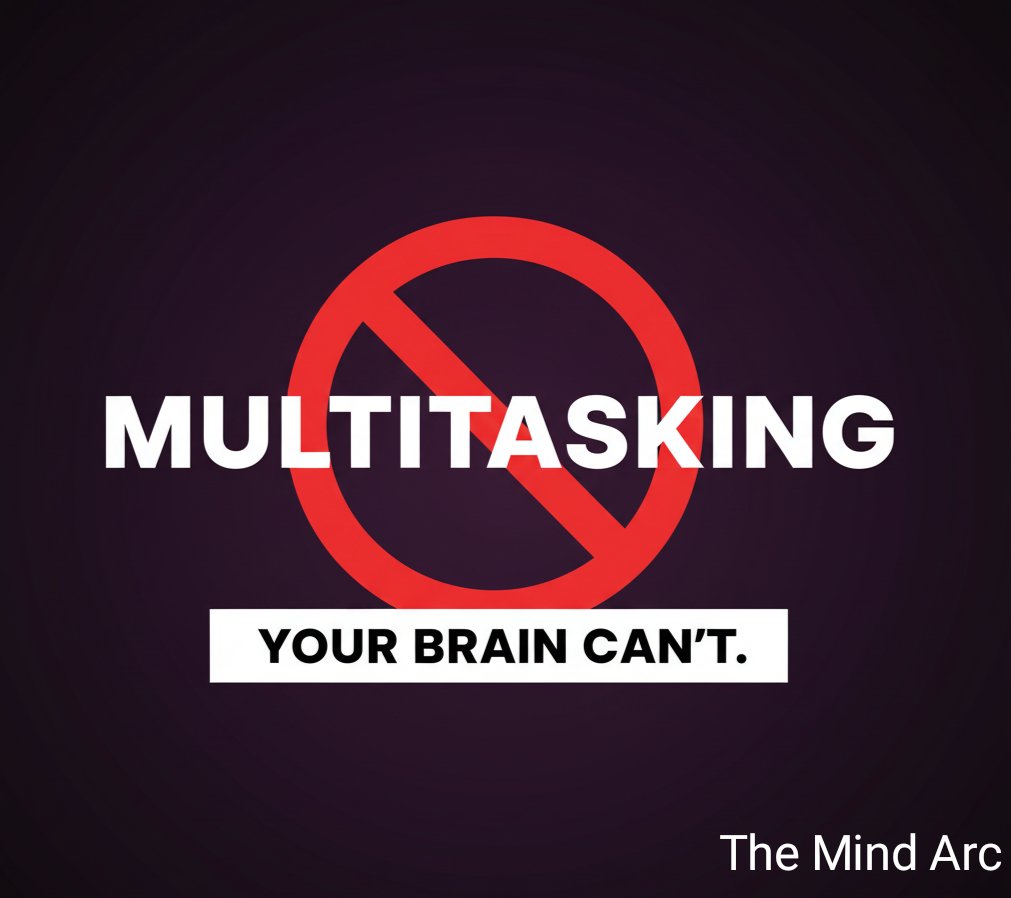 Victor7121997's tweet photo. Your brain doesn't multitask. It task-switches.

Each switch has a cognitive cost ⚡:
- More errors
- Slower completion
- Mental fatigue

Neuroscience + Psychology prove: single-tasking is a superpower. 🧠

What are you focusing on RIGHT NOW?

#MultitaskingMyth #Psychology https://t.co/rRDbqrOW1B