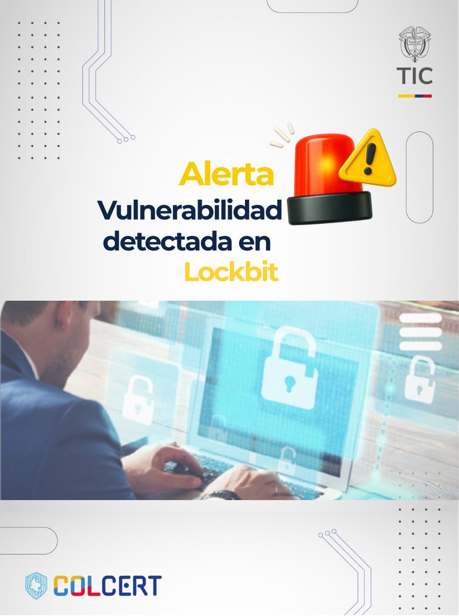 #Alerta 🚨 Se detecta la evolución de LockBit 5.0, una de las familias de ransomware más activas, con capacidad de afectar sistemas Windows, Linux y VMware ESXi. ❗Su sofisticación incrementa el riesgo, el #ColCERT recomienda aplicar medidas preventivas y fortalecer la gestión de