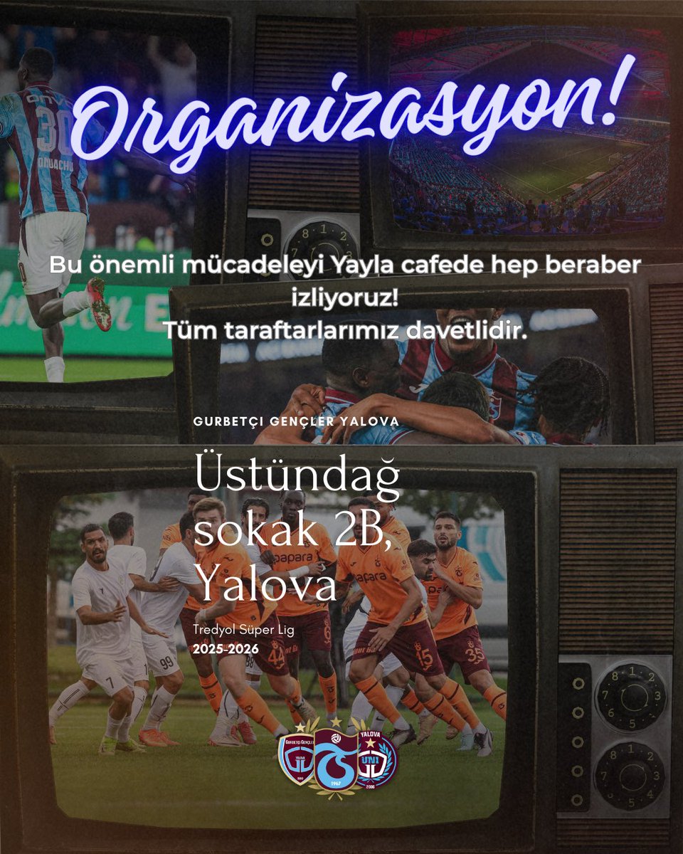 Trabzonsporumuz, Cuma günü saat 20.00’da Papara Park’ta Kayserispor ile karşı karşıya geliyor. 

Bu önemli mücadeleyi Yayla Cafede hep beraber izliyoruz!
Tüm taraftarlarımız davetlidir.

⏰ Saat: 20.00
🏟️ Stat: Papara Park
📍 Yer: Yayla Cafe