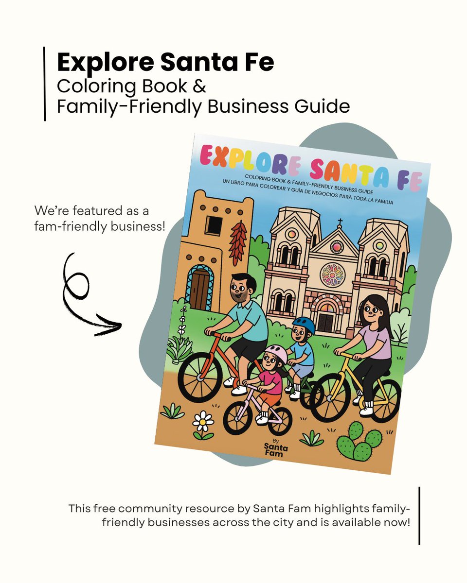 sfpl's tweet photo. We’re excited to be featured in Santa Fam’s Explore Santa Fe Coloring Book &amp; Family-Friendly Business Guide! 🎉

Pick up a free copy at the @SFCMuseum or any Library branch, or visit https://t.co/omTzVJMCjw for a digital download.

#FamilyFriendlySantaFe #SantaFam #ExploreSantaFe https://t.co/aG3IblDbfw