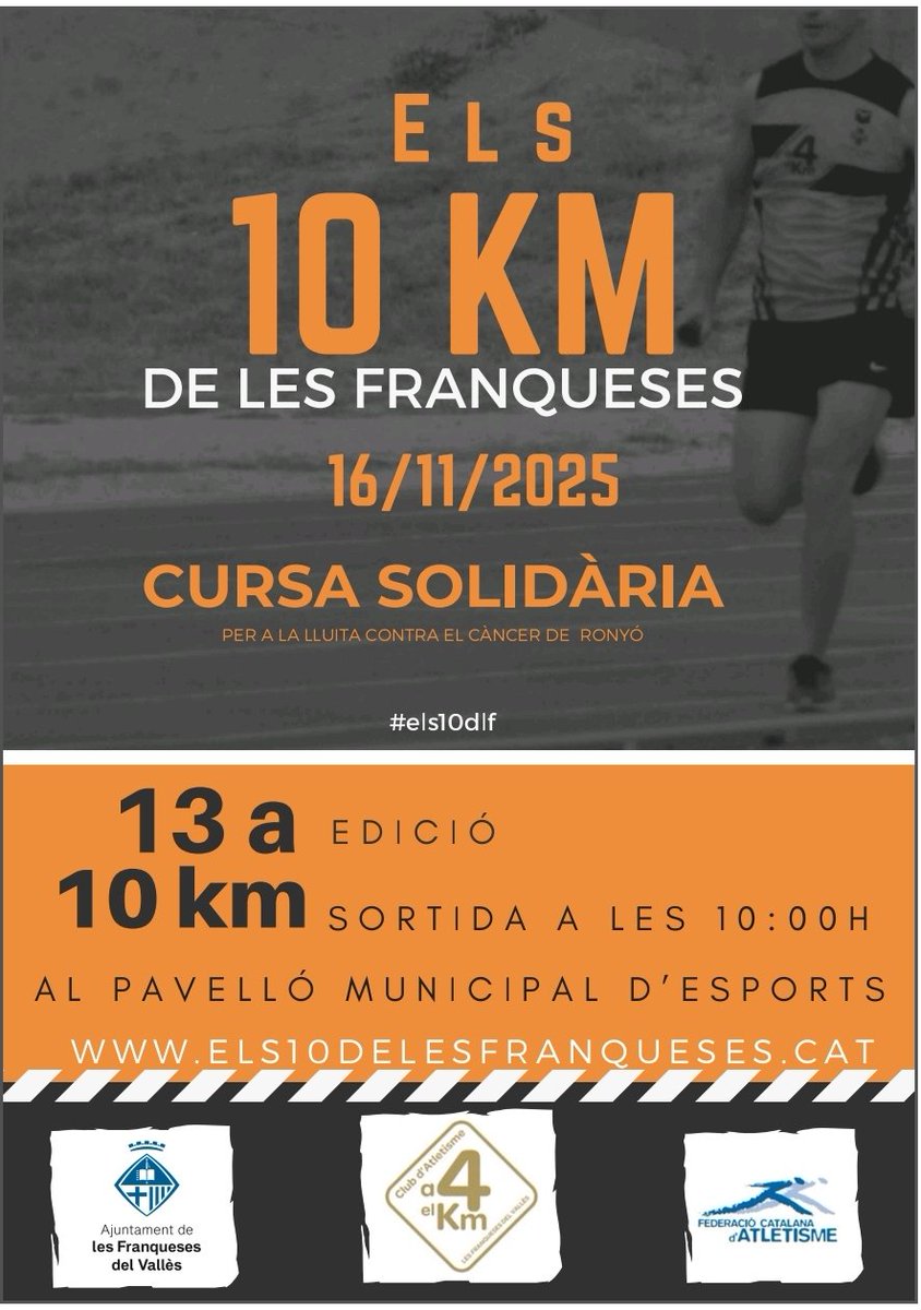 Tornen els 10 km de Les Franqueses el proper 16 de novembre. La cursa solidària per a la recerca contra el càncer de ronyó. Inscripcions obertes a championchip.cat