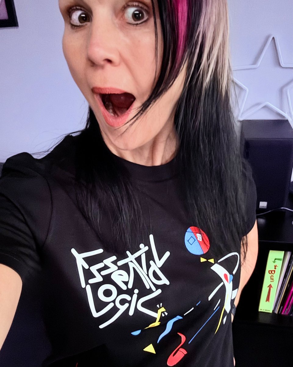Essential Logic 🎷 (@logic_essential) on Twitter photo ‘Serious’ thanks 🙏 to the gorgeous Manda Rin 👑 of Glaswegian, punk-pop-disco legends - bis 🪩 for modelling our newest Essential Logic tee 🩷
.
⏰ Available tomorrow for Bandcamp Friday! 🛒 tinyurl.com/44r8ub7j + 🔗🌳 
.
Tee Design & Print <a href="/handsprings/">handsprings</a> & @domakesayink 🎷 ‘Serious’ thanks 🙏 to the gorgeous Manda Rin 👑 of Glaswegian, punk-pop-disco legends - bis 🪩 for modelling our newest Essential Logic tee 🩷
.
⏰ Available tomorrow for Bandcamp Friday! 🛒 tinyurl.com/44r8ub7j + 🔗🌳 
.
Tee Design & Print <a href="/handsprings/">handsprings</a> & @domakesayink 🎷
