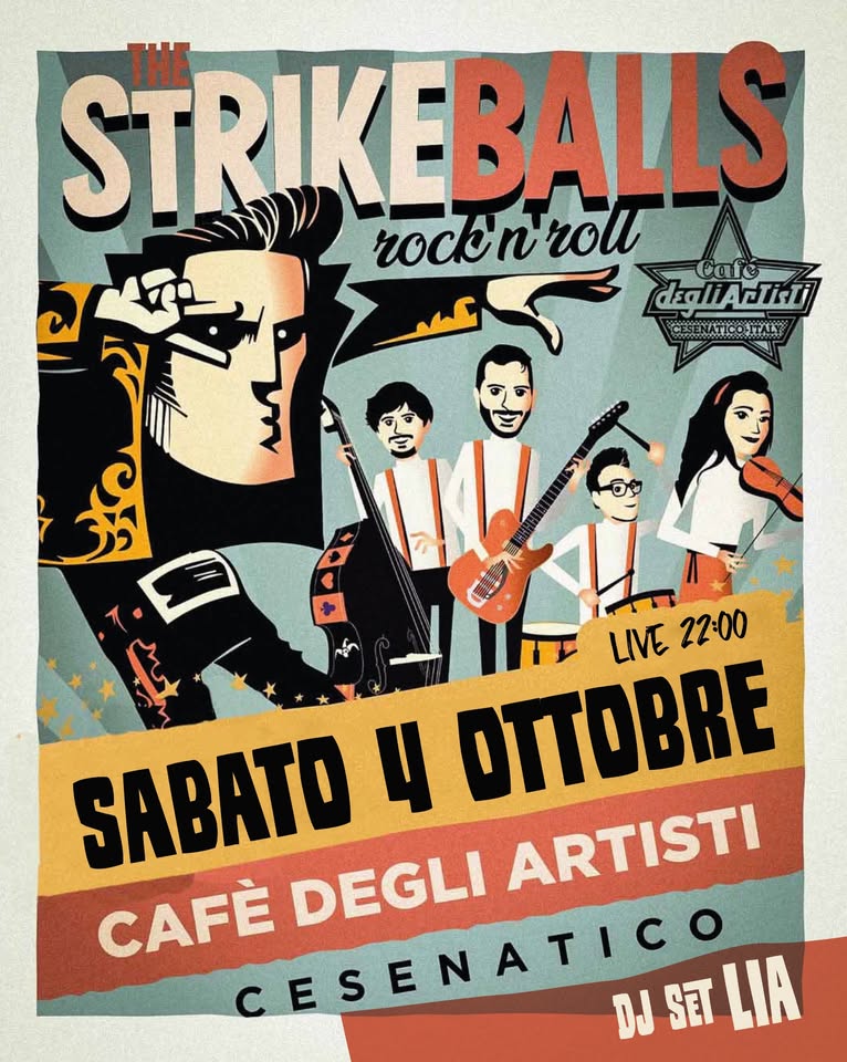 strikeballs's tweet photo. 🎸 𝐑𝐎𝐂𝐊’𝐍’𝐑𝐎𝐋𝐋 𝐍𝐈𝐆𝐇𝐓 🤘
𝗦𝗮𝗯𝗮𝘁𝗼 𝟰 𝗢𝘁𝘁𝗼𝗯𝗿𝗲 @ 𝗖𝗮𝗳𝗲̀ 𝗗𝗲𝗴𝗹𝗶 𝗔𝗿𝘁𝗶𝘀𝘁𝗶
Live: 𝐓𝐡𝐞 𝐒𝐭𝐫𝐢𝐤𝐞𝐁𝐚𝐥𝐥𝐬 🔥
DJSet: 𝐋𝐢𝐚 𝐥𝐚 𝐏𝐞𝐥𝐢𝐠𝐫𝐨𝐬𝐚 🎧
Rock, rockabilly, surf &amp; more.
👉 Dalle 21.30 — Live dalle 22:00

#Cesenatico #TheStrikeBalls https://t.co/s8s2NgSqYV