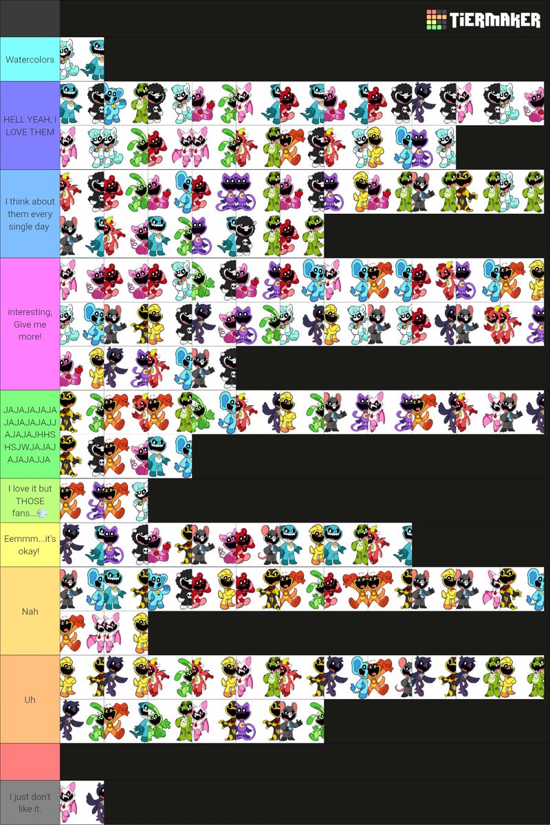 chur00MI66's tweet image. My listttt 
#SmilingCritters #NightmareCritters