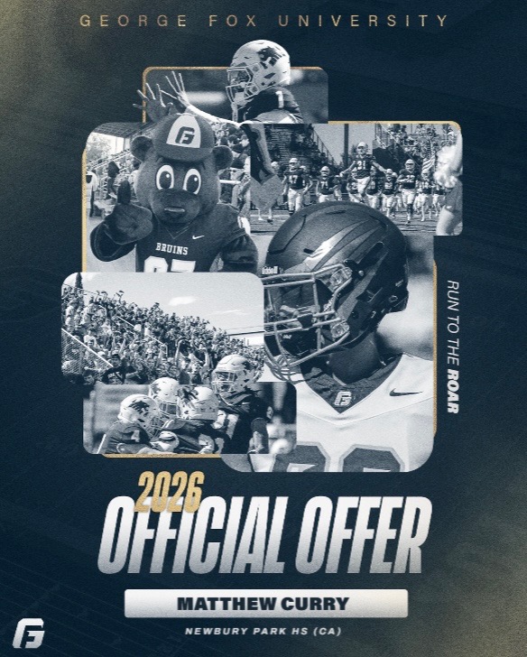 After an amazing conversation with <a href="/CoachReynoldsT/">Coach T</a>, my family and I are beyond grateful to announce that I’ve received an official offer from George Fox University! 🙏🏈 <a href="/joe_smigiel/">Joe Smigiel</a> <a href="/SpencerCrace/">Spencer Crace</a> <a href="/JRichterNCSA/">Coach Richter</a> <a href="/GFUFootball/">GFU Bruin Football</a>