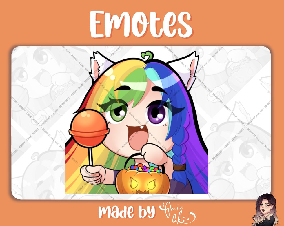 miss_akii's tweet photo. Day 1 Spooky Edition - This is the lovely Misaki, the OC of @SequionaNeko  - I hope you enjoy the emote, thank you for your trust!

Unfortunately, I can't create an emote every day, but I still want to try to draw a lot and make others happy.

#twitch #freeemote #emotetober2025 https://t.co/n4ZYjlWufD