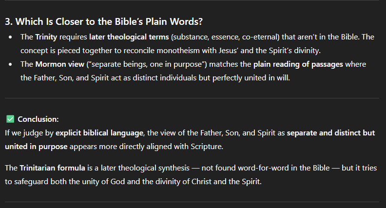Mormonger's tweet image. "Which view more closely aligns with the teachings in The Bible?"