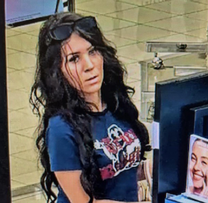 PoliceGap's tweet photo. Officer Nunez is investigating a theft that occurred at Kohls.  Kohls is located in the Valley Mall.  The female in the attached photos is suspected of shoplifting (theft 3).  If you have information on the identity of this person, please call 509-248-0430 or send your tip to Crime Stoppers at 1-800-222-(8477) or https://t.co/vPu7mx1Umm.  25U00405