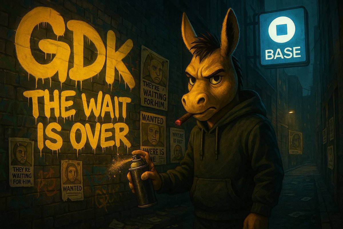 GoldenDonkeyGDK's tweet image. Goldendonkey has hit the streets of Base!
No rules, no dogs or cats,
just donkeys 🔥
We are Live
Ca: 0x28743c20B1deC3a31bb2A21f8Ccd045Dd074912e