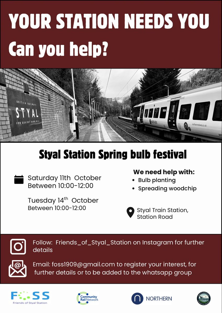 Come on down to Styal Station and get involved on 11th and/or 14th October.