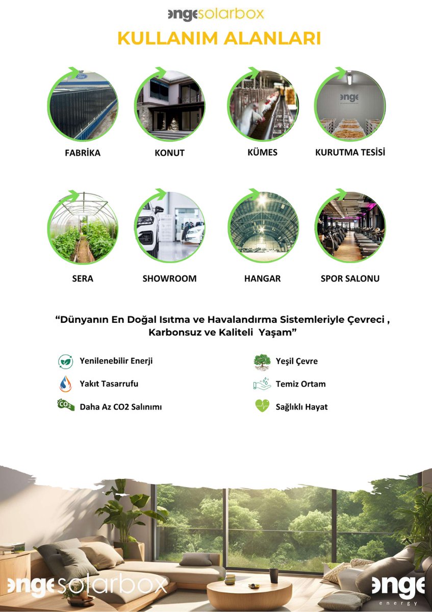 ENGESOLARBOX ® fabrikadan kümese, konuttan kurutma tesisine, seradan hangara, showroomdan spor salonuna kadar geniş kullanım alanları ile dünyanın en doğal ısıtma ve havalandırma sistemidir. Çevreci, karbonsuz ve kaliteli yaşam için sitemizi ziyaret edin.
engeenergy.com