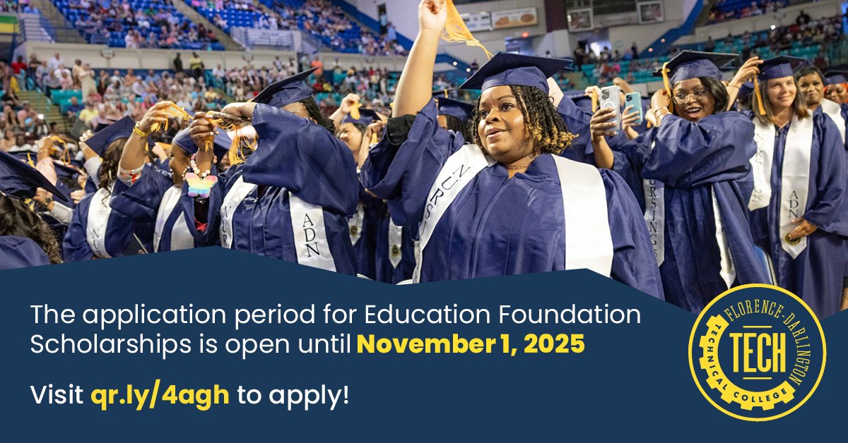 FloDar_Tech's tweet image. Hey FDTC students! 🎓 Great news—there may be a scholarship you&apos;re eligible for from the FDTC Educational Foundation! Make sure you&apos;re admitted, registered for classes, and filled out your FAFSA. Visit qr.ly/4agh to apply! Good Luck! #FDTech #PeeDee