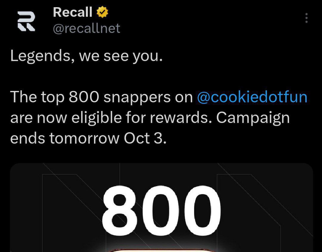 hypertechbd's tweet image. Congratulations for top 800 user
@recallnet announce @cookiedotfun s top 800 user will be rewarded.
before it was top 600.