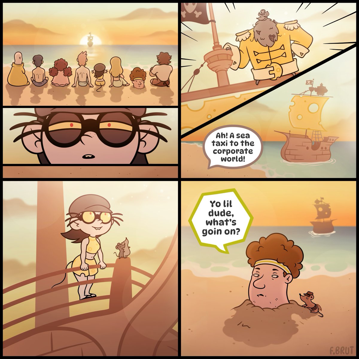 RatQueenRoutine's tweet photo. 🐀 Rat Queen Routine : Ratbeard to the Rescue 🏝️ 🧀

Sketch &amp; Light Render by @OAllyava 

#indie #webcomic #4コマ漫画 #Pirates https://t.co/1YvFi6adqJ
