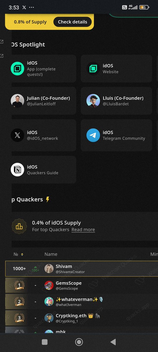 ShivamxCreator's tweet image. GN CT! 

Moved up 100 places on @idOS_network lb

How we can came into leaderboard of idos

   • Be Reply 
   • Be Post 
   • Be consistent &amp;amp; patience 

Make sure to check in the app daily. 

#idOS_network #wallchainquacks