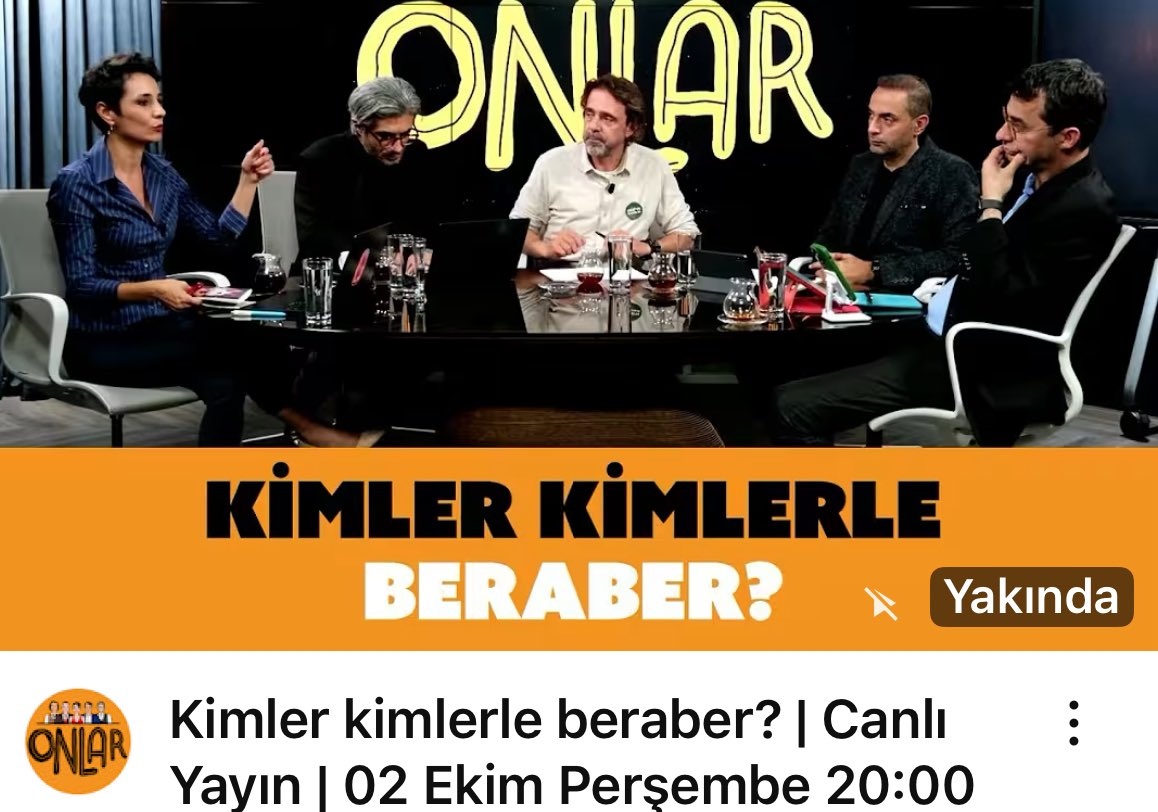 Bu akşam saat 20.00’de Onlar yayını var. Çok önemli haberlerimizle yayında olacağız. Bekleriz. Kimler kimlerle beraber? | Canlı Yayın | 02 Ekim Perşembe 20:00 youtube.com/live/Ln5BLon28… <a href="/YouTube/">YouTube</a> aracılığıyla