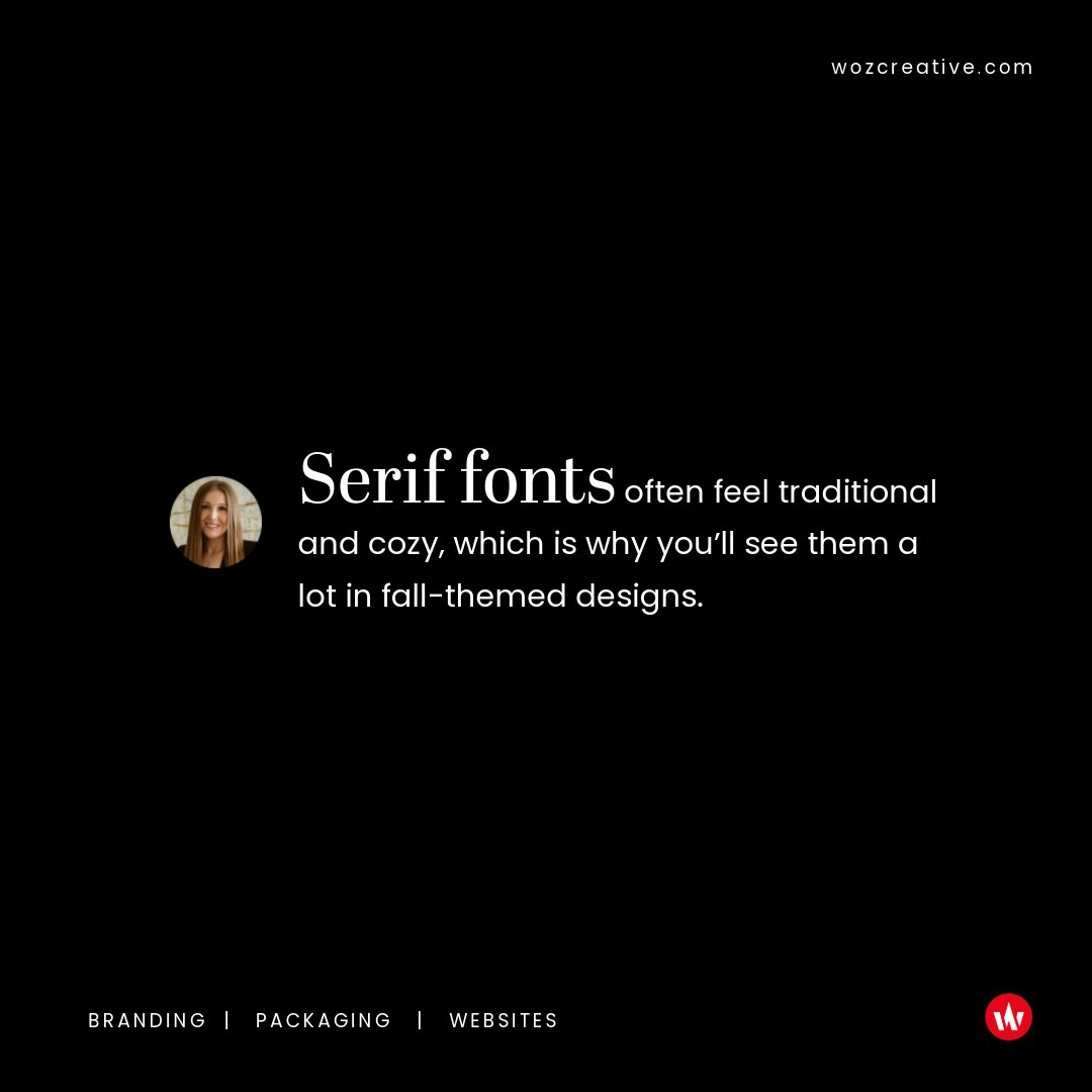 wozcreative's tweet photo. Serif fonts evoke a sense of tradition and warmth, making them a favorite choice for fall-themed designs. Embrace this classic style and let your creativity shine! 🍂✨ https://t.co/Ik5tPOt0Z7