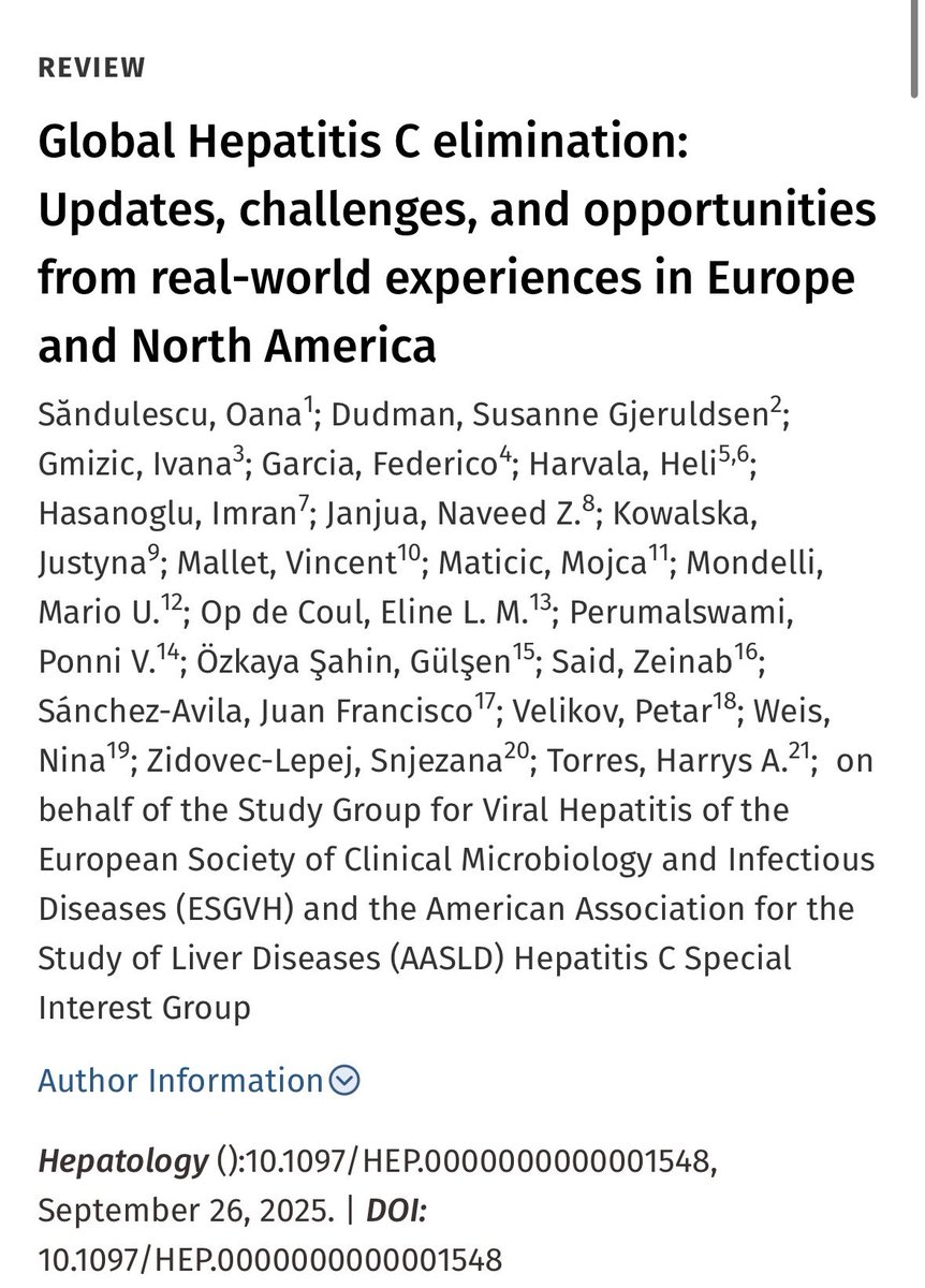 HarrysTorres01's tweet photo. Thrilled to see our article on Global #HepC elimination published in @HEP_Journal. This is the first collaborative work between @esgvh_escmid and @AASLDtweets. #HepatitisElimination #Livertwitter #IDTwitter @cdchep @IDSAInfo @EASLnews @ESCMID @WHO 
https://t.co/AwQLB9jMsc https://t.co/ZO2xA9bwjA