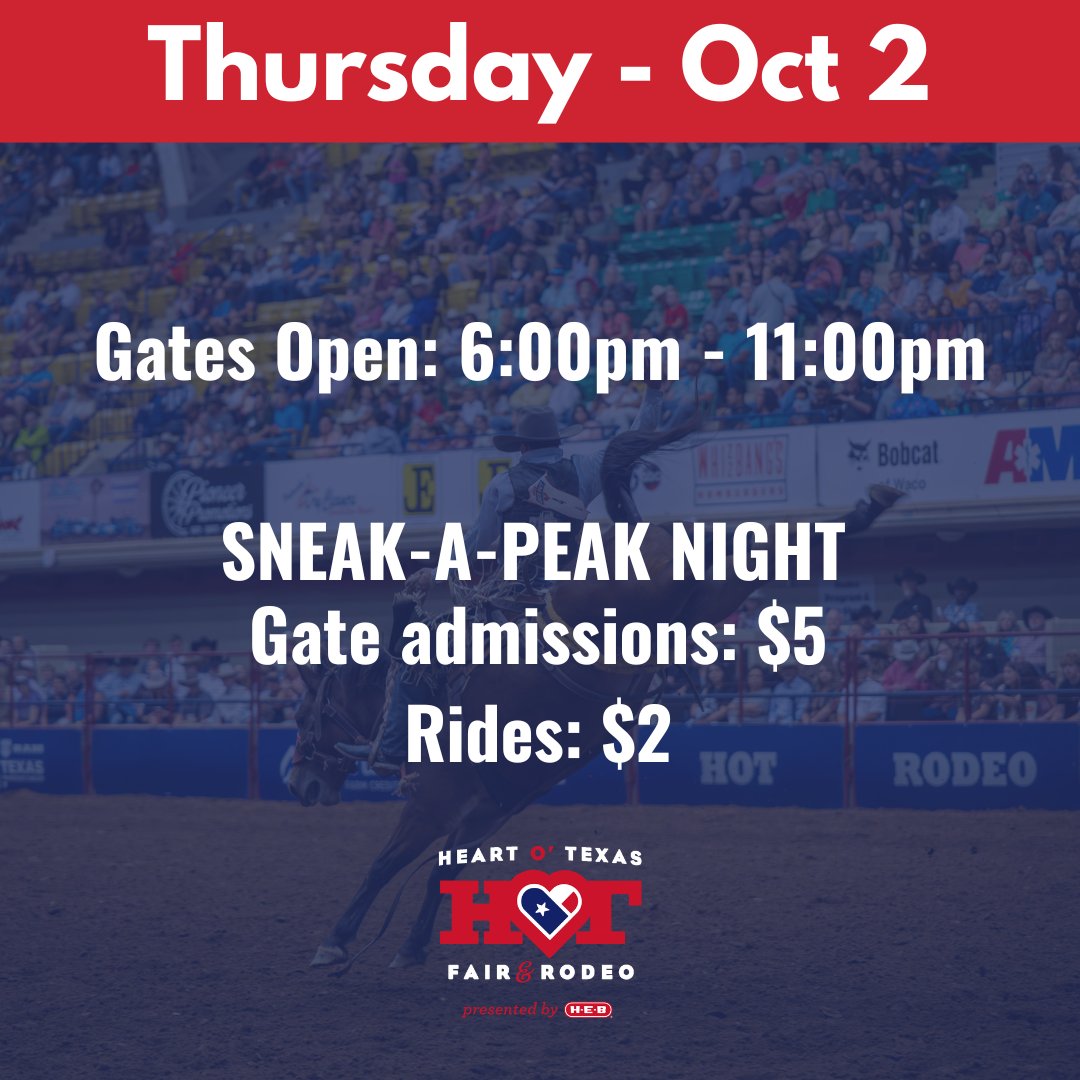 THURSDAY - OCTOBER 2: OPENING DAY!!!!!!

GATES OPEN: 6:00 PM - 11:00 PM

SNEAK-A-PEAK NIGHT:
Gate Admission: $5.00
Rides are $2.00