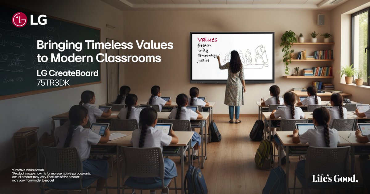 LGIndia's tweet photo. Honoring the timeless lessons and learning this Gandhi Jayanti.
LG CreateBoard makes education interactive, collaborative, and experiential.

Know more –  https://t.co/Qs3h0qRv0c

#LG #LifesGood #DigitalBoard #LGCreateBoard #GandhiJayanti https://t.co/outCgKC8l7