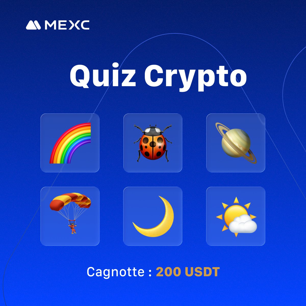 MEXCFrancophone's tweet image. 🏅 Crypto-Devinette ! 🔥
🕵 Assemblez les premières lettres de chaque image pour composer le nom de la compagnie derrière un célèbre jeton du top 10 crypto !
💙 On offre 200 USDT à ceux qui trouveront la bonne réponse et qui sont sur notre groupe Telegram officiel
🐦…