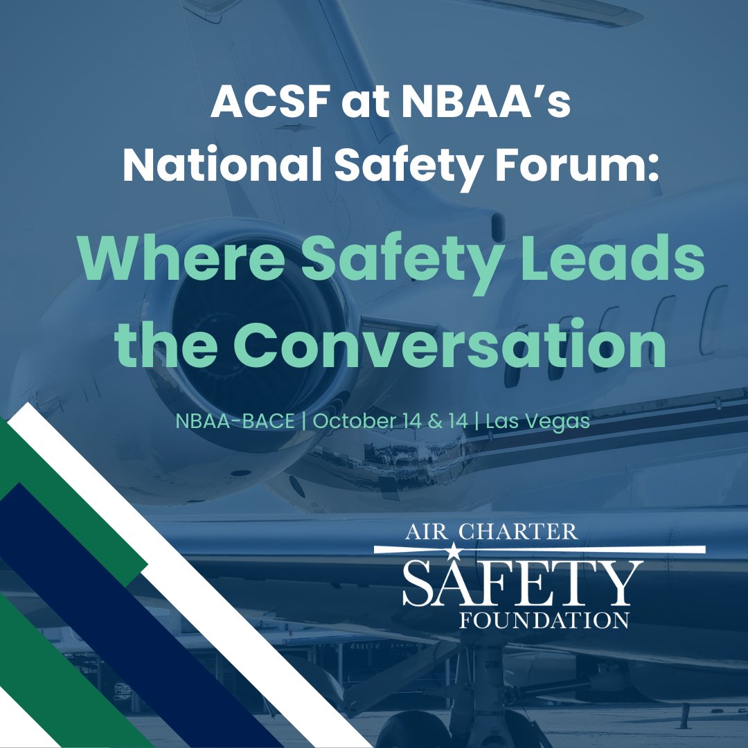 ✈️ The ACSF team is headed to NBAA-BACE 2025!
We’ll be joining industry leaders at the National Safety Forum, Oct. 14–15 in the West Hall, to discuss the future of aviation safety.

#NBAABACE #AviationSafety #ACSF