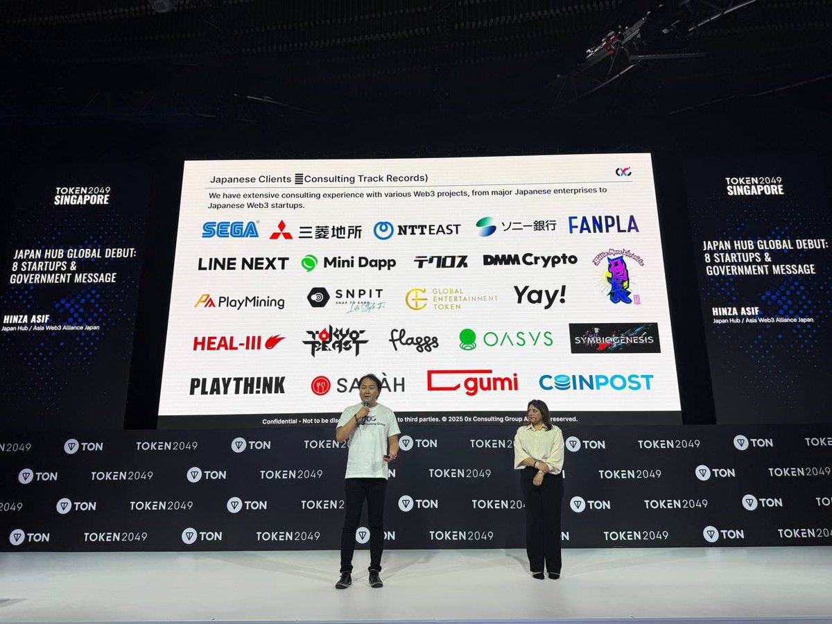 AWAJ_official's tweet image. @k_0xC, Founder of @0xC_web3_en, introduced how 0x Consulting is accelerating #Web3 adoption by guiding #startups and enterprises with blockchain strategy, incubation, and investment advisory
📍 TON Stage | October 2, 2025
#JapanHub #TOKEN2049