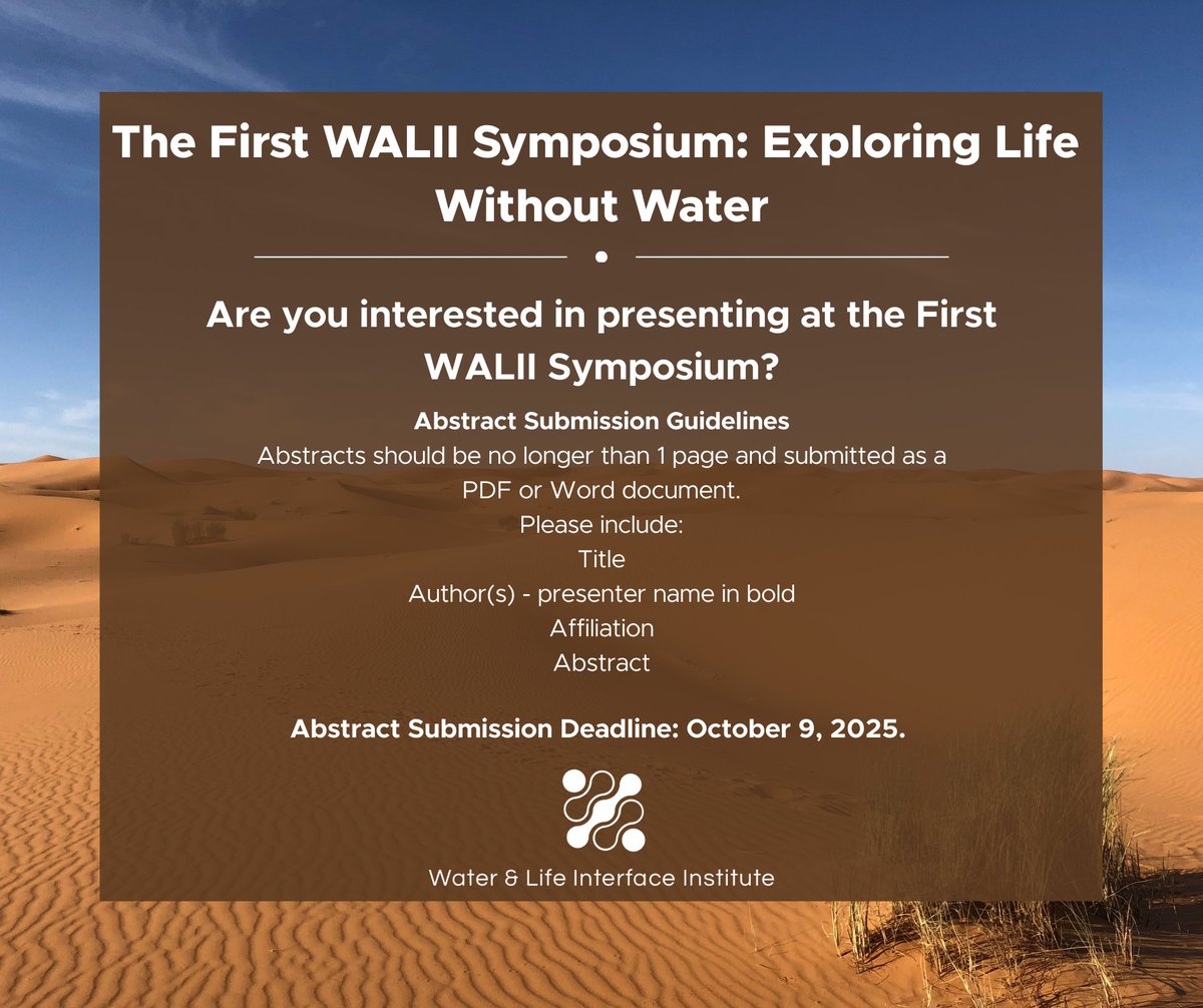 WALIIAnhydro's tweet image. There is only ONE WEEK LEFT to submit an abstract for a contributed talk at the first annual WALII Virtual Symposium on Tuesday, Nov 18, 2025!  💧🌎 

Selected speakers will present 10-12 min. talks followed by 3-5 min. of Q&amp;amp;A.

Submit now!

Visit: walii.science/virtual-sympos…