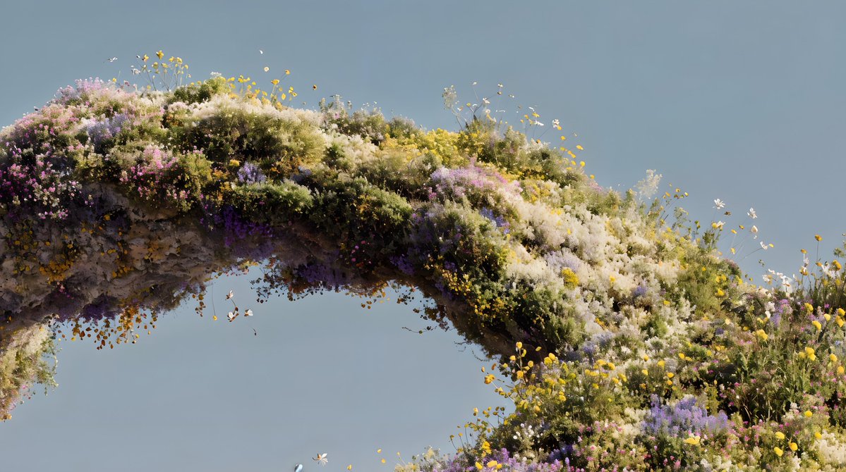 iamnotsrc's tweet image. flora etched in stone via midjourney
