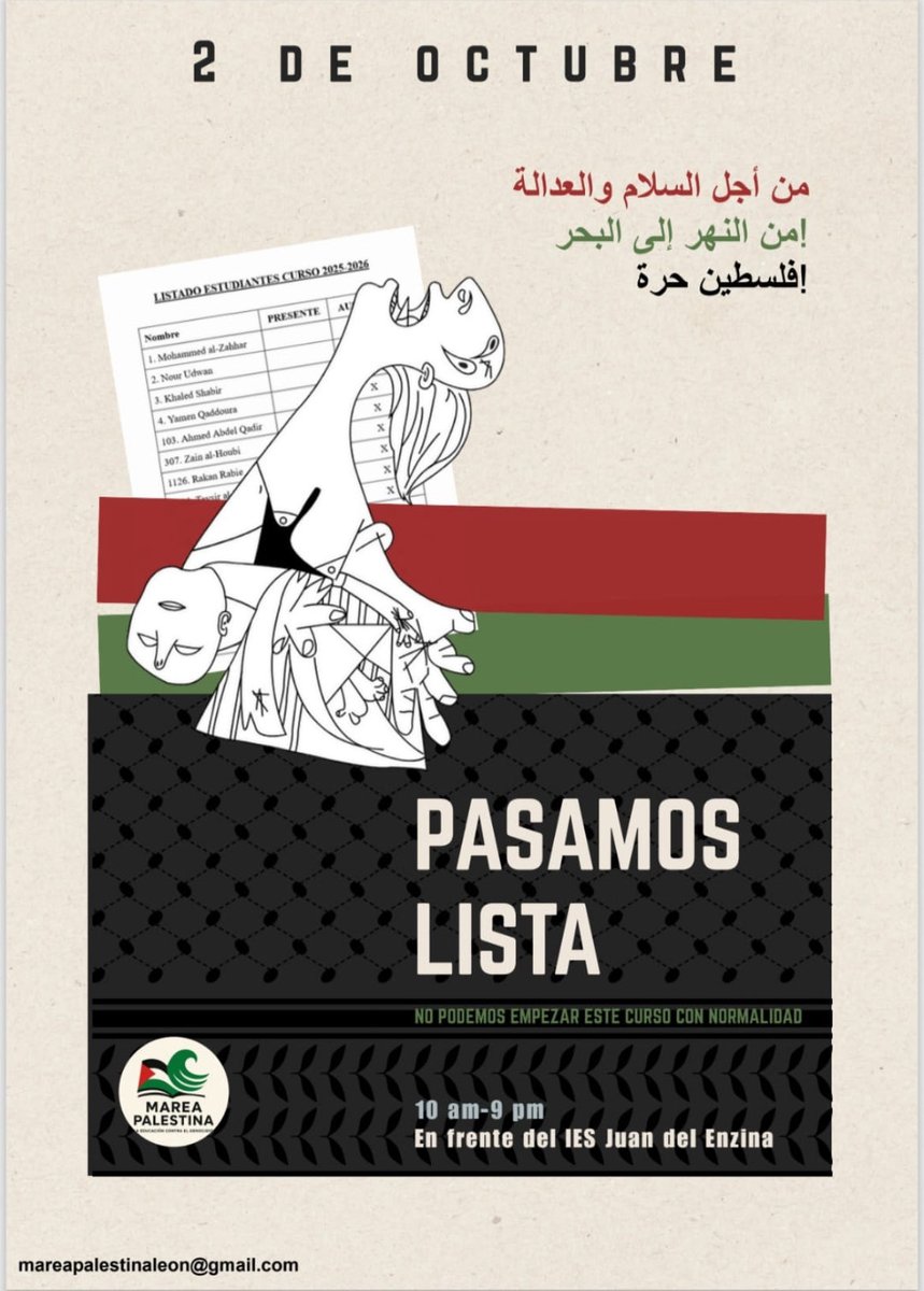 Desde <a href="/CCOOLeon/">CCOO de León</a> está tarde en León hemos #PasadoLista, hemos nombrado a todos los niños y niñas que han sido víctimas de la política genocida del gobierno de Israel. #StopGenocidioGaza  
No podemos mirar para otro lado