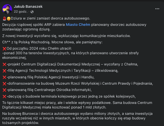 PBPaszportu's tweet photo. Jak myślicie, na kogo zagłosuje Polska Wschodnia, Chełm? Czy rządzący wyciągnęli lekcję? A potem będzie gadka o "Sylwestrze z Republiką"? 

Tak, chełmianie zagłosowali inaczej, dlatego wszystko jest do zaorania. Główne miasto na linii Ukraina-Polska. Po co mieć pomysł na region? Co @donaldtusk?