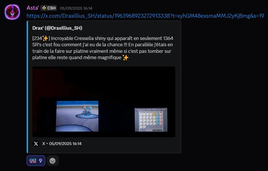 CSH_Discord's tweet photo. /Shiny honorables        
4 autres shiny mérites les mention honorable du serveur :     

- Cresselia d'Asta
- Tortipouss de P'tit Kebab
- Ptiranidur de Lollix
- Groudon Obscur 100% de Kirby Deluxe https://t.co/yPIYsyHaoT