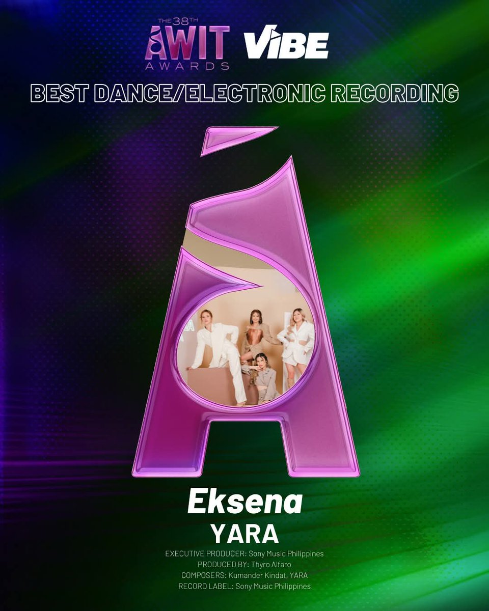 YARA | #AwitAwards 🏆

'EKSENA' by YARA is officially nominated for Best Dance/Electronic Recording at the 38th Awit Awards! 

Congrats <a href="/official__yara/">YARA</a> 🙌 We're proud of you

Awarding Ceremony: Nov. 16, 2025
🔗 facebook.com/share/1Bb3dovU…

#YARA_PH #38thAwitAwards
