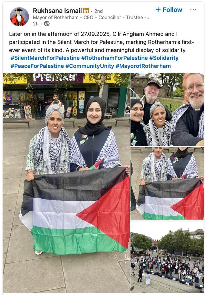 Labour's Mayor of Rotherham, Rukhsana Ismail, on a hate march last week.