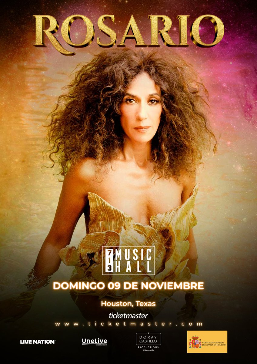 🎤 Rosario Flores en Concierto – USA Tour 2025🎶

Ganadora del Grammy Latino* en 2002 y 2004,Rosario es una de las voces más icónicas del pop-flamenco en español. 

📍 HOUSTON– 09 de noviembre – 713 Music Hall
🎟️ Entradas: bit.ly/4pRoPyj