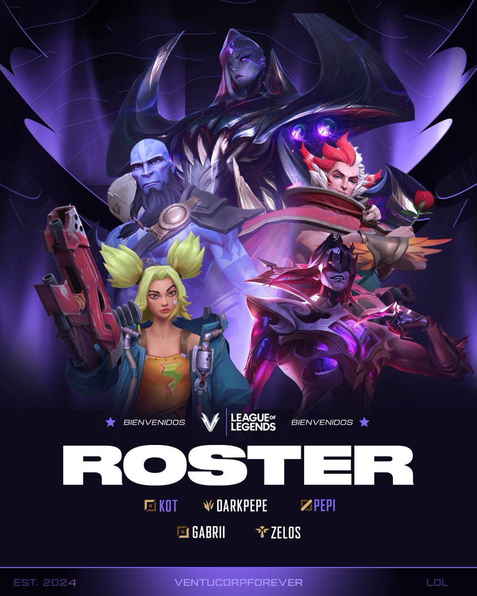 #LoL | #Presentacion

🌩️⚡ ABRIMOS NUEVA SECCIÓN ⚡🌩️

Damos el salto a League of Legends y anunciamos que estaremos presentes en la temporada 25/26 del CT!

Este será nuestro roster inaugural en la Grieta:

🛡️ Top: <a href="/league_kot/">kot</a>
🐺 Jungle: <a href="/Juuaanmii_94/">Darkpepe94</a>
🌀 Mid: <a href="/346pepi/">pepi</a>
🎯 ADC: